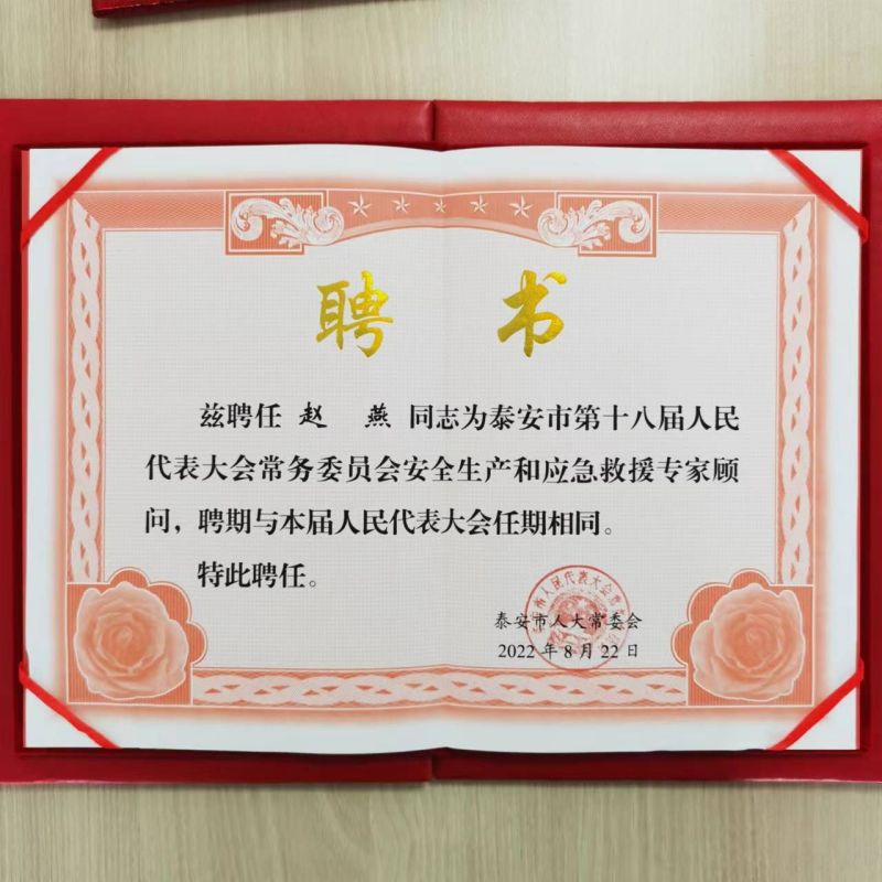 赵燕同志获聘泰安市十八届人大常委会